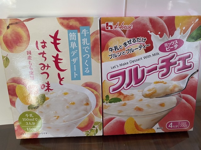 カルディ 牛乳でつくる簡単デザート ももとはちみつ味 マコリマの食べ日記